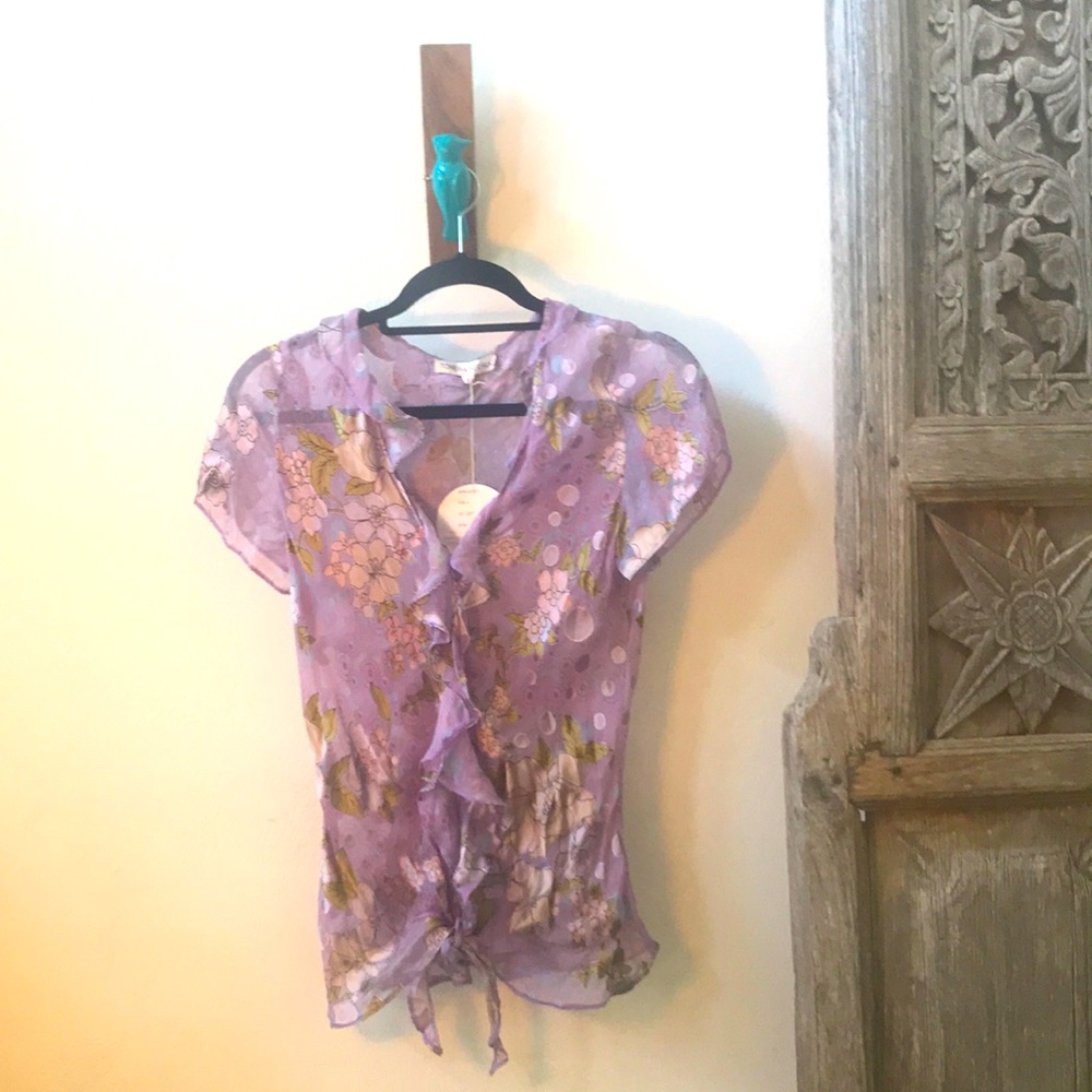 Satin Devore Luxury Silk Top with Tie